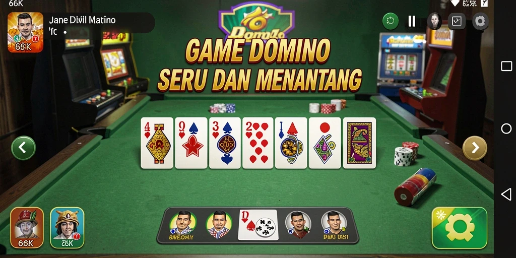 Screenshot gameplay 66K menampilkan berbagai strategi dalam permainan Domino.