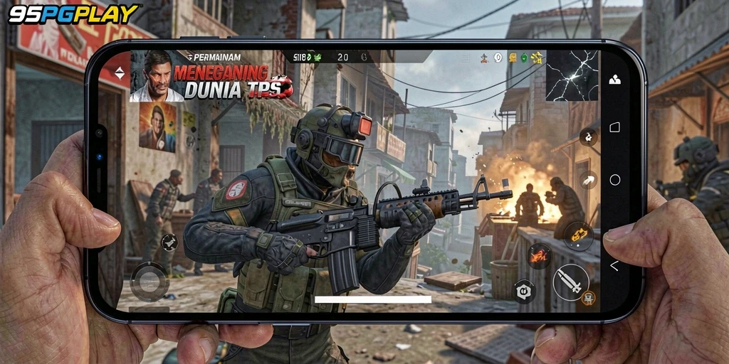 Menampilkan gameplay menegangkan dari 95PGPLAY dalam aksi TPS.