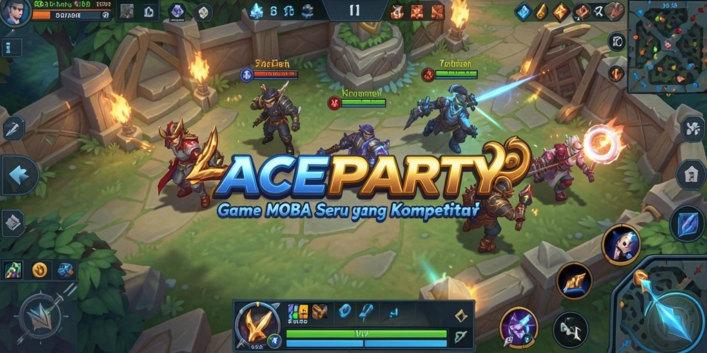 Tampilan gameplay intens dari ACEPARTY yang menunjukkan pertarungan seru di arena.