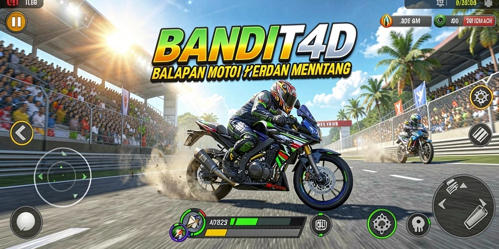 Tampilan gameplay BANDIT4D yang menarik dan mendebarkan saat balapan motor.
