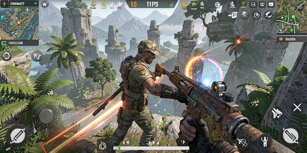 Tampilan gameplay TPS yang mendebarkan di CINEMA77.