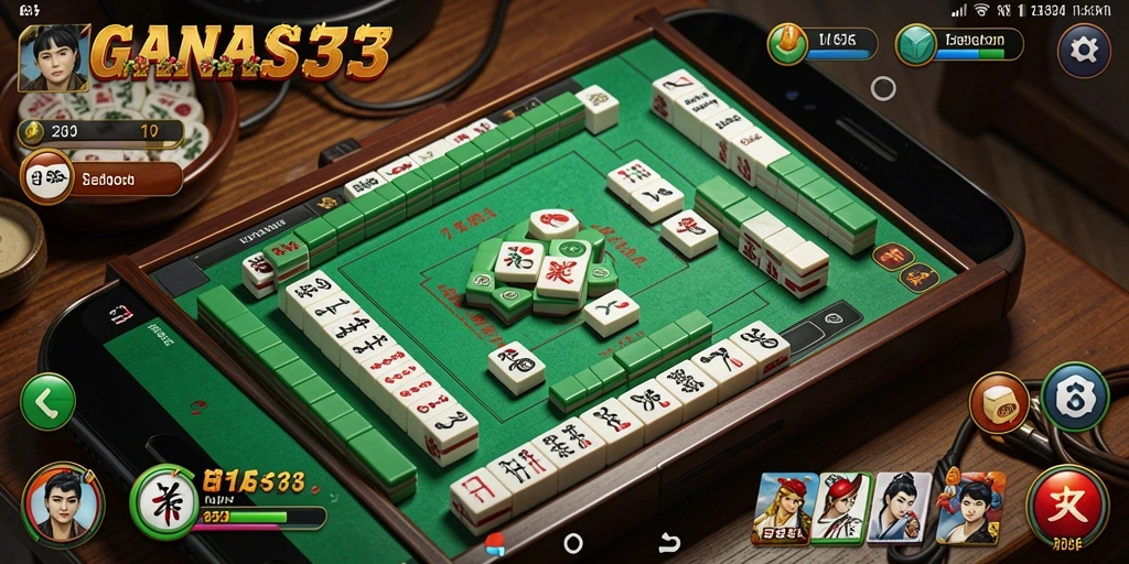 Tampilan gameplay menakjubkan dari GANAS33 menunjukkan pengalaman Mahjong yang mendebarkan.