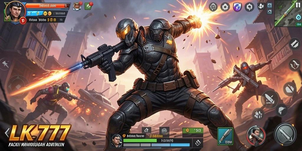Screenshot utama LK777 menampilkan gameplay aksi yang mendebarkan.