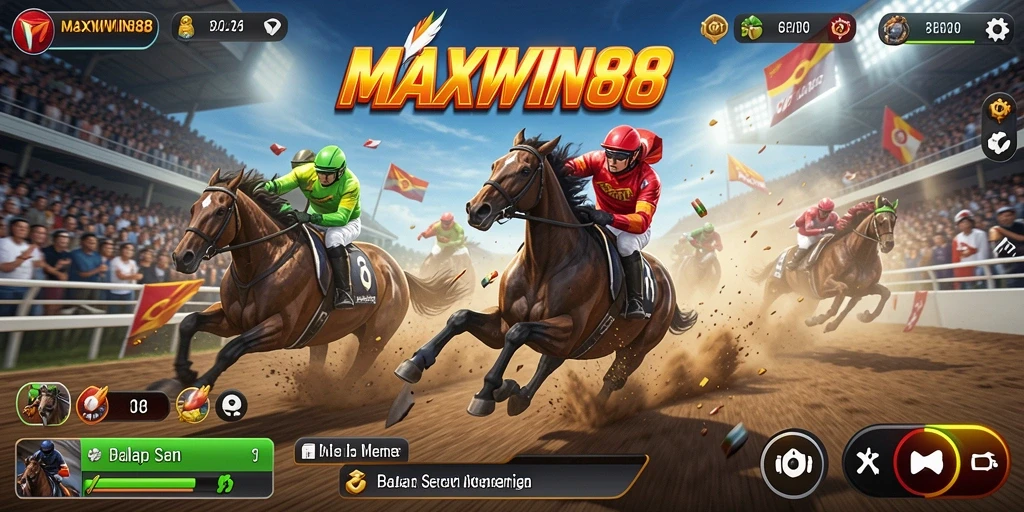 Tampilan utama gameplay balap di MAXWIN88 yang seru dan mendebarkan.