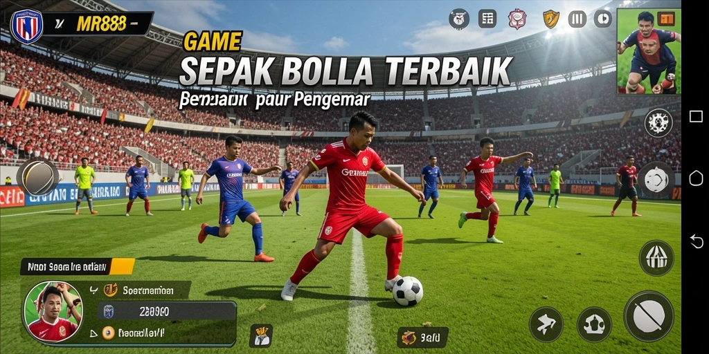 Tampilan gameplay MR888 yang mendebarkan dalam aksi sepak bola.