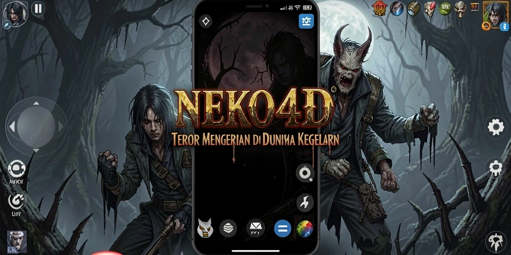 Screenshot gameplay NEKO4D dengan suasana horror yang mencekam.