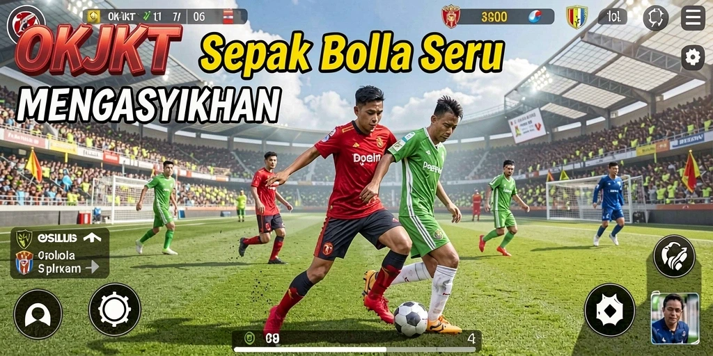 Gambar menampilkan gameplay seru di lapangan sepak bola.