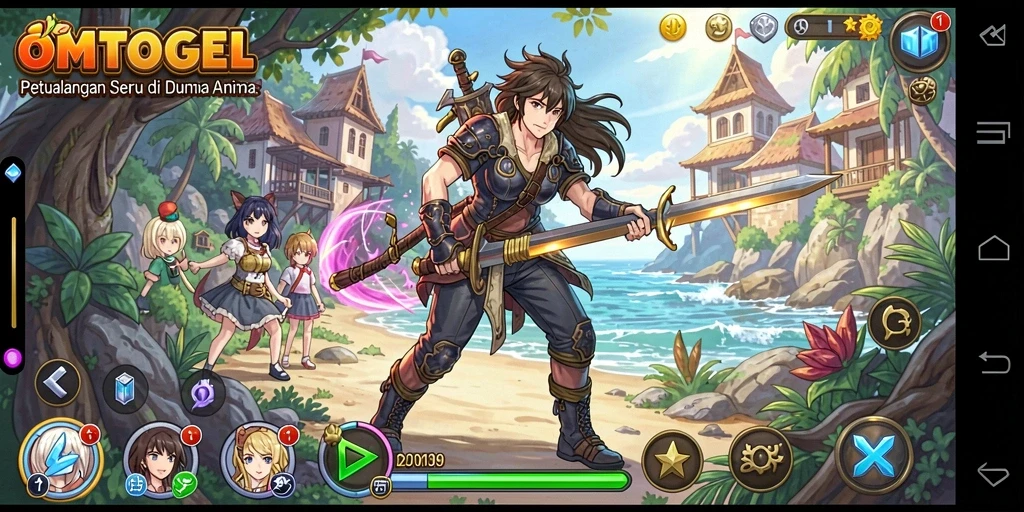 Tampilan gameplay seru dalam dunia Anime yang berwarna.