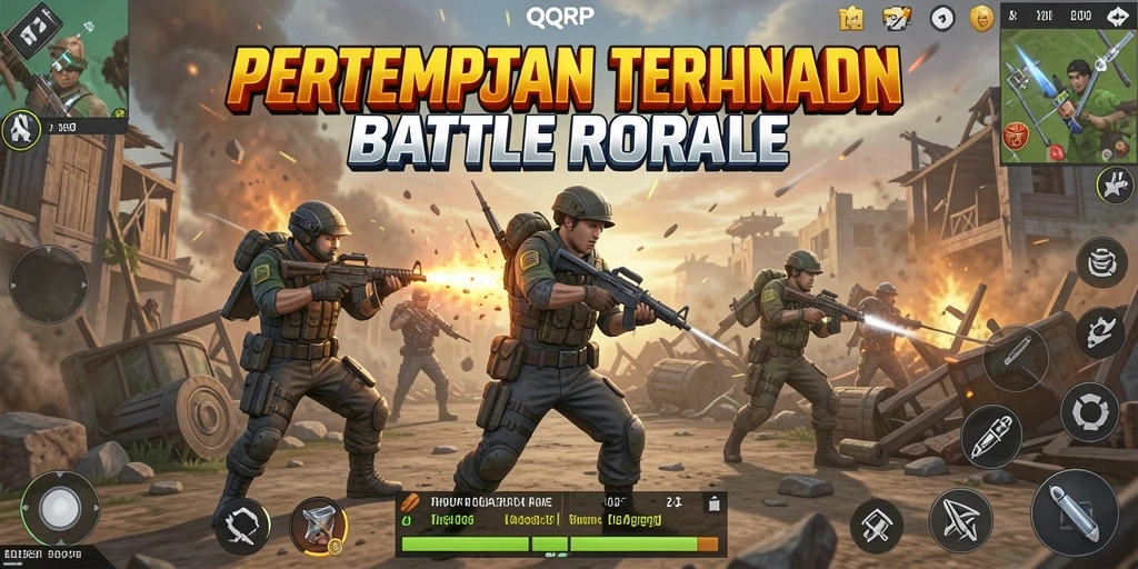 Tangkapan layar menampilkan aksi seru gameplay Battle Royale di QQRP.