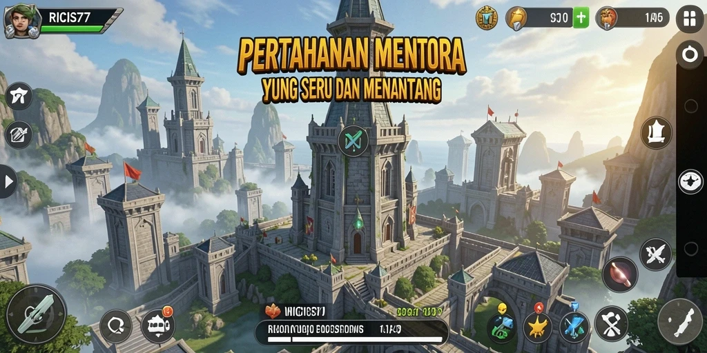 Tangkapan layar RICIS77 menampilkan aksi menara pertahanan yang mendebarkan.