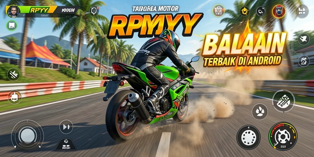 Tampilan menarik dari gameplay balapan motor RPYYY yang intens.