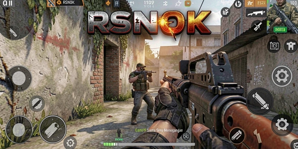Screenshot gameplay RSNOK menampilkan aksi pertempuran yang intens.
