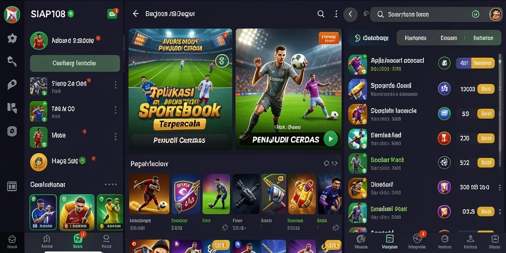 Tampilan utama SIAP108 dengan berbagai pilihan taruhan olahraga.