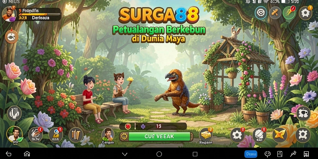 Tampilan menarik dari gameplay berkebun di SURGA88.