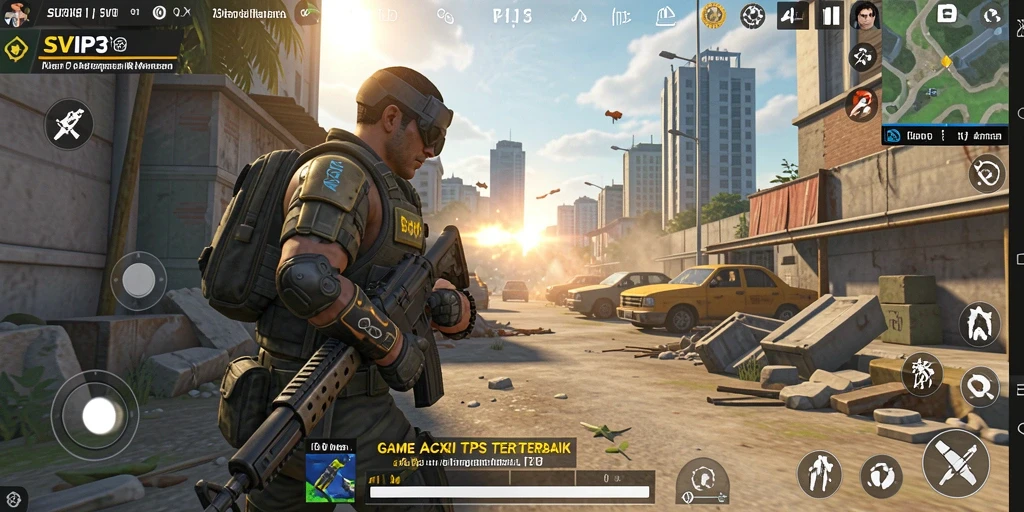 Tampilan gameplay seru dan mendebarkan dari SVIP3 di medan perang.