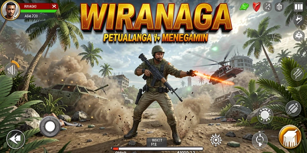 Screenshot gameplay WIRANAGA yang menampilkan aksi mendebarkan.