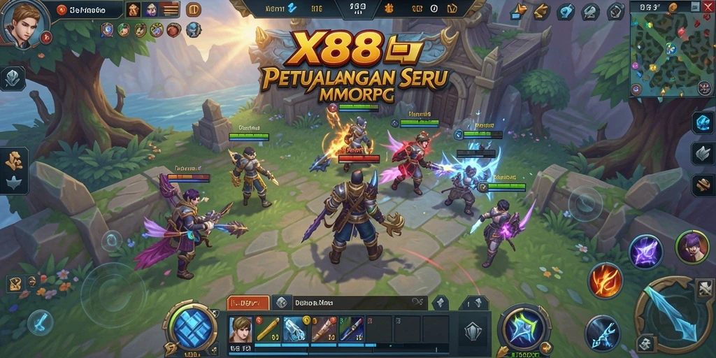 Tampilan screenshot permainan X88 yang menampilkan aksi seru dalam dunia MMORPG.